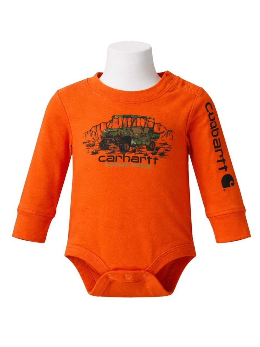 Size‎ 6M Carhartt Baby Outdoor Division Logo Bodysuit Orange Long Sleeve Onesie
